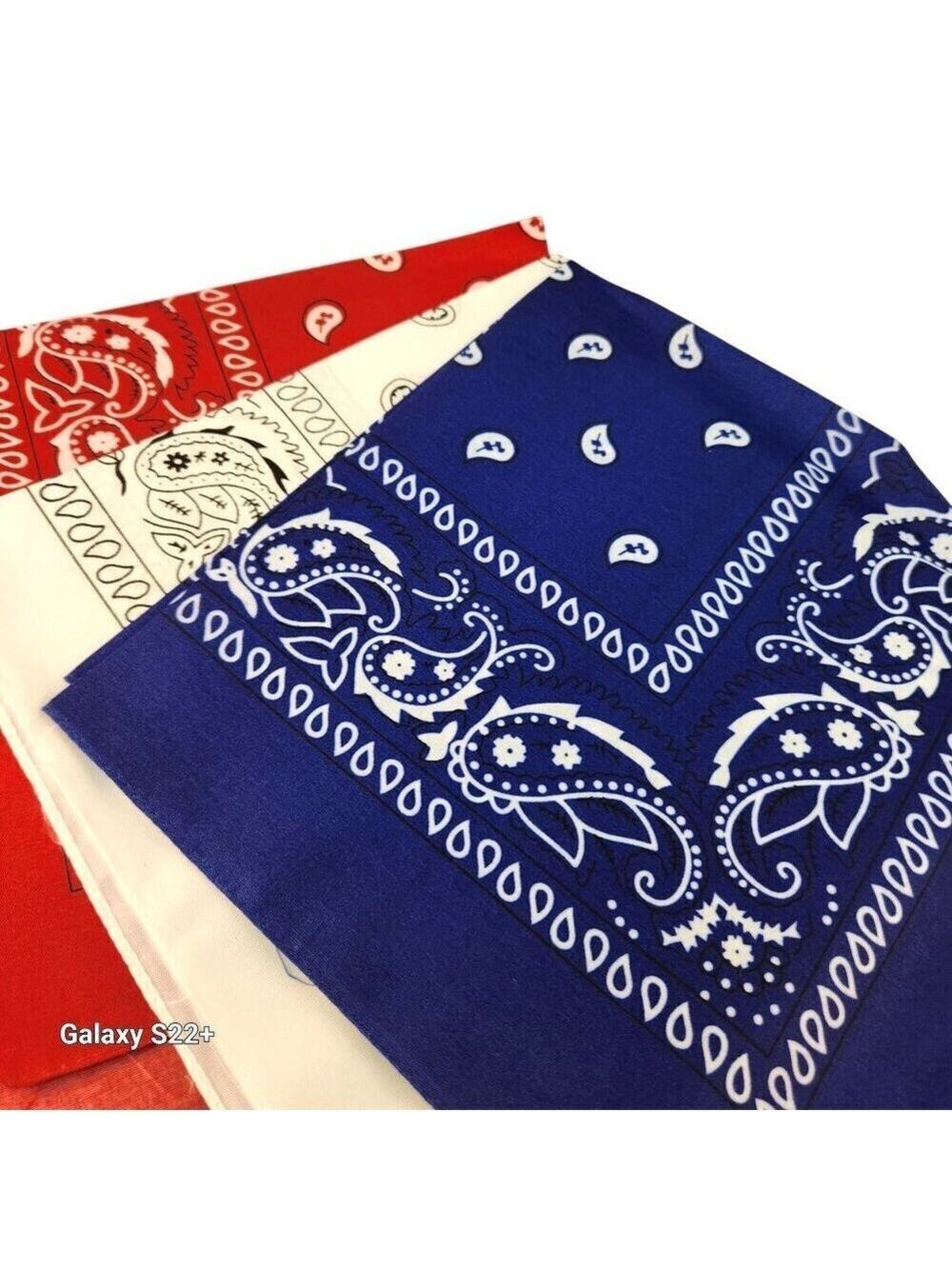 Red White Blue Bandana 21x21 Inch Square Western Style Set of 3